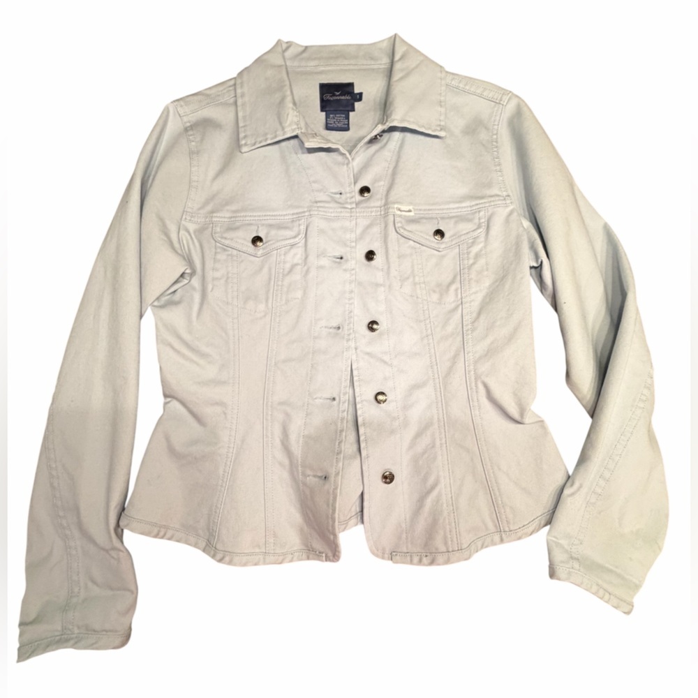Faconnable Light Blue Denim Jacket with Silvertone Buttons size S.  GORGEOUS!